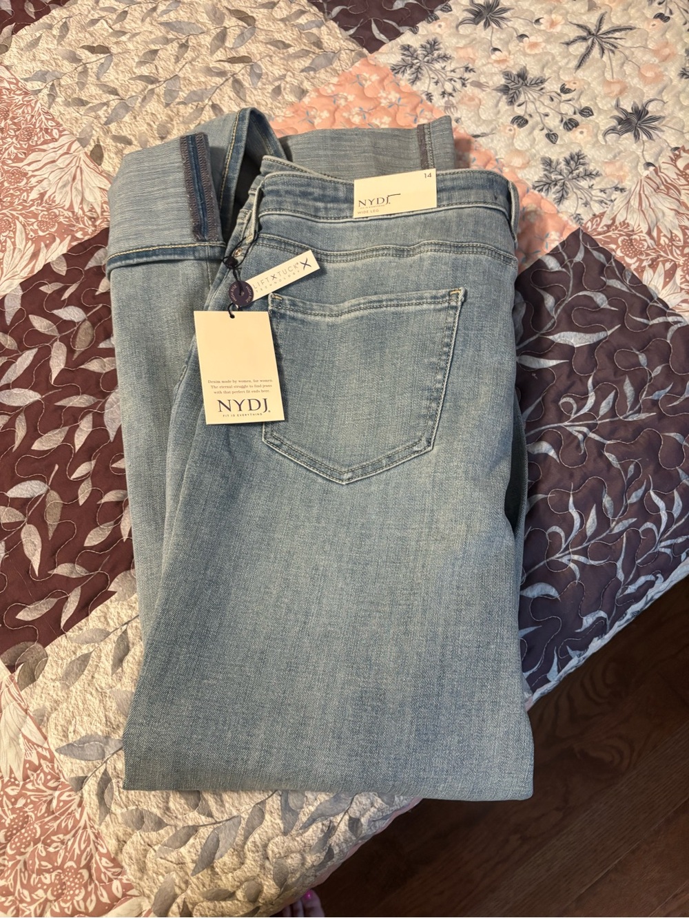 NYDJ Wide Leg Jeans in Light Blue Denim